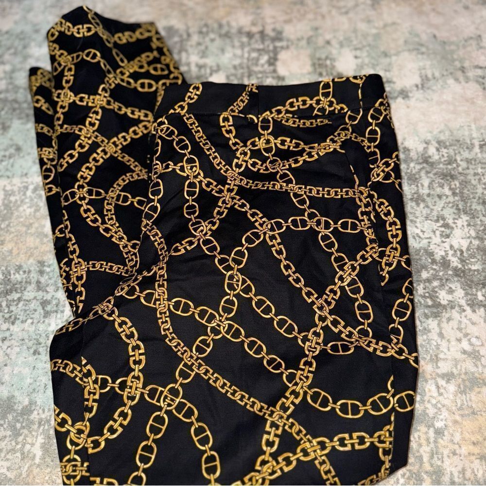 MICHAEL Michael Kors Black Trousers with Gold Chain Design